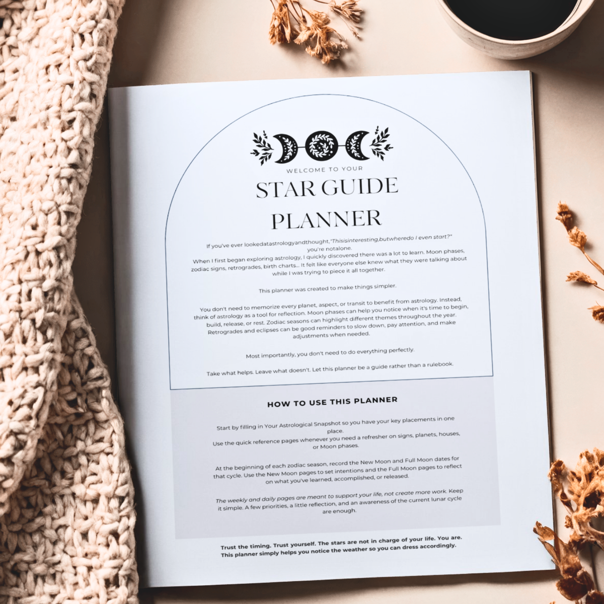 Beginner Astrology Planner & Journal | Printable Astrology Workbook with Moon Phases, Zodiac Seasons & Birth Chart Pages