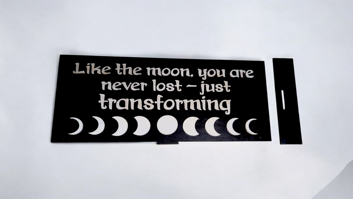 Moon Quote Sign Decor – Engraved Sign with Acrylic Moon Phase