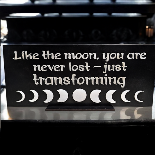 Moon Quote Sign Decor – Engraved Sign with Acrylic Moon Phase
