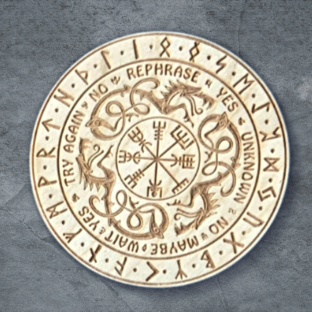 Casting board with rune designs