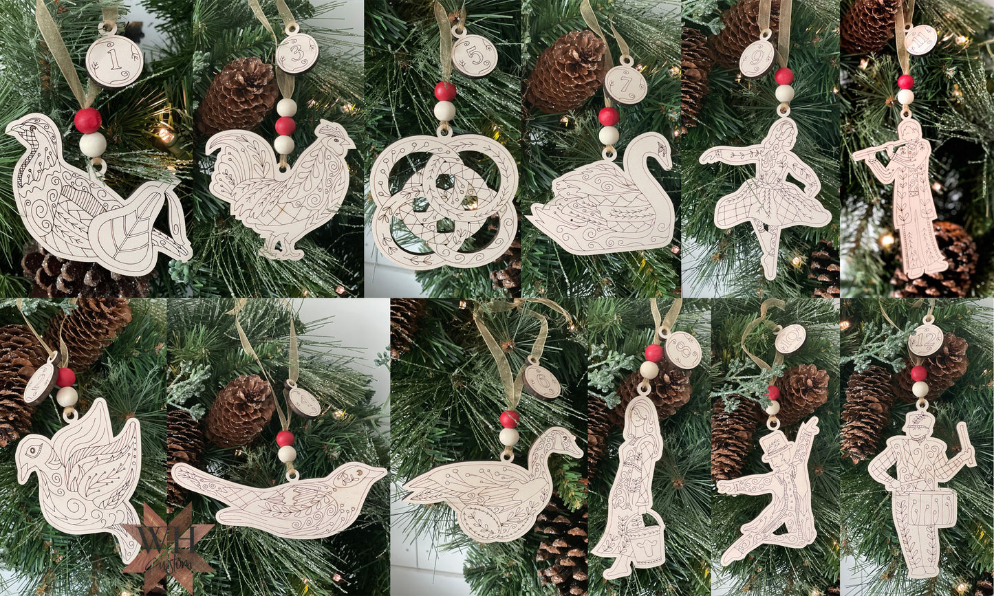 12 Days Of Christmas Ornament Set