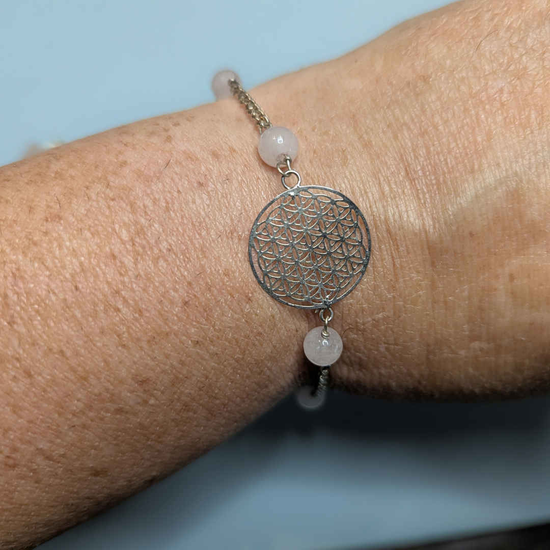Rose Quartz Pendulum – 3-in-1 Pendulum Bracelet for Divination & Heart-Centered Work