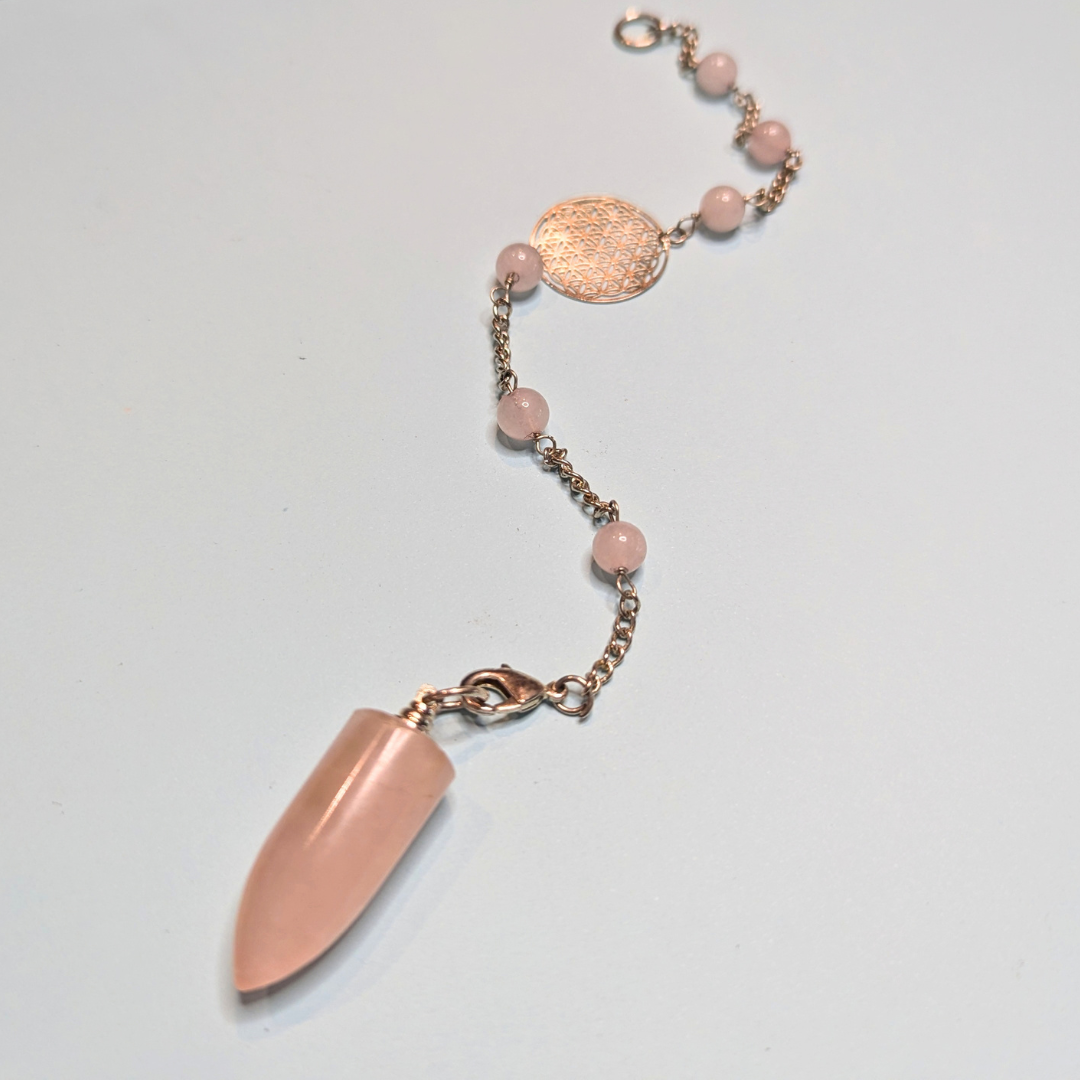 Rose Quartz Pendulum – 3-in-1 Pendulum Bracelet for Divination & Heart-Centered Work