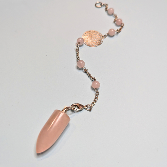 Rose Quartz Pendulum – 3-in-1 Pendulum Bracelet for Divination & Heart-Centered Work