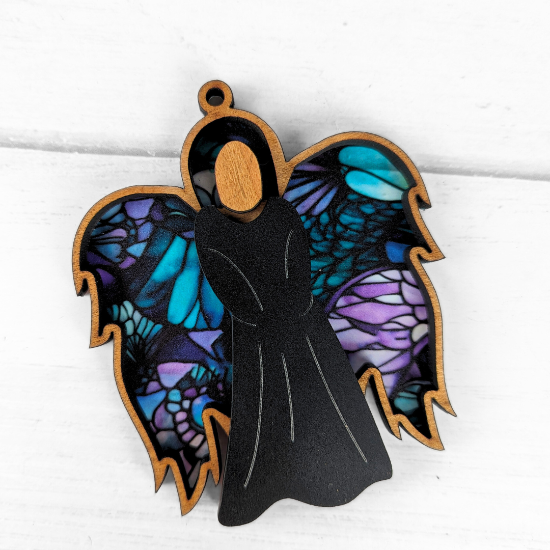 Dark Angel Ornament - Stained Glass