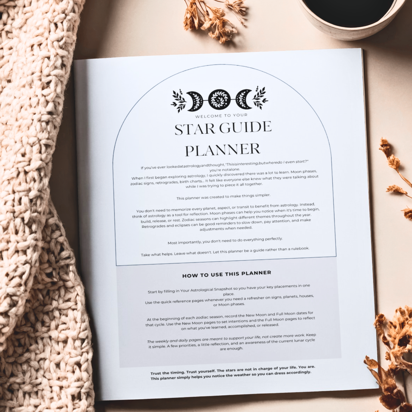 Beginner Astrology Planner & Journal | Printable Astrology Workbook with Moon Phases, Zodiac Seasons & Birth Chart Pages