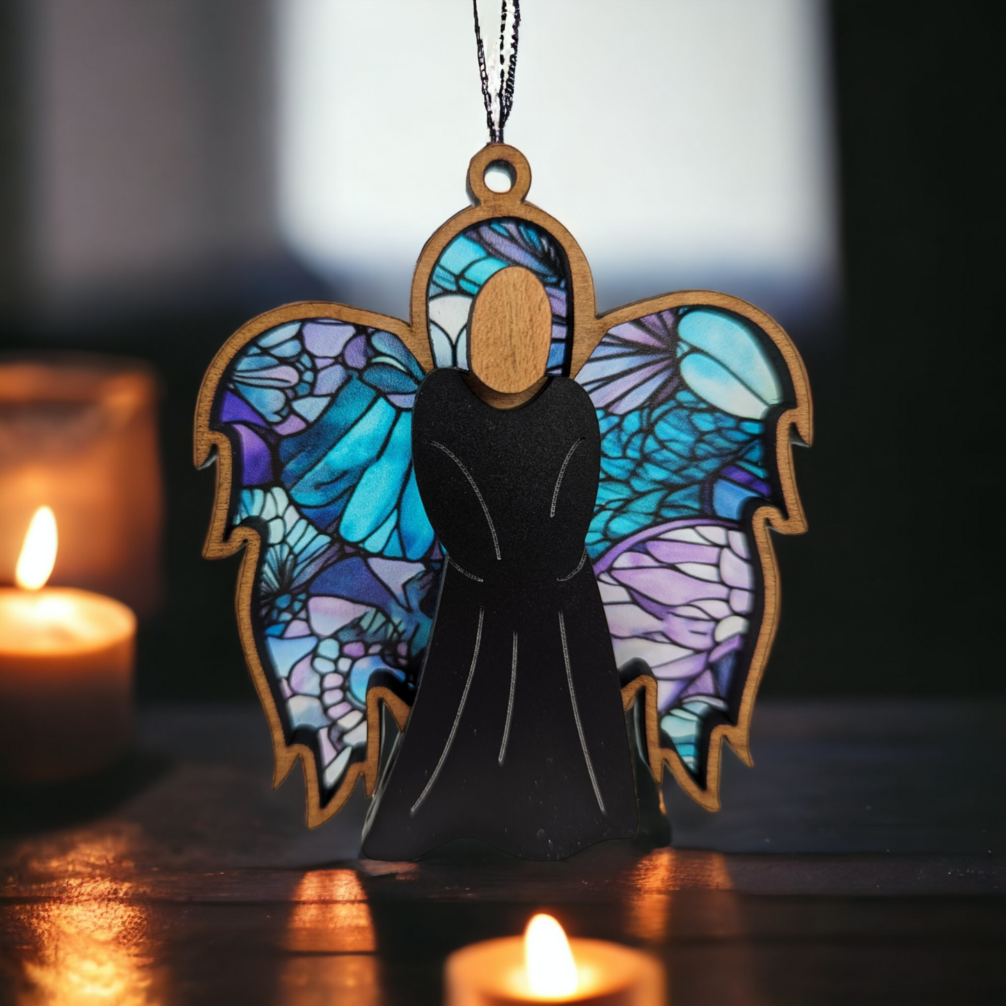 Dark Angel Ornament - Stained Glass