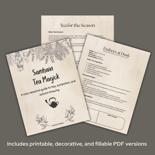 Samhain Tea Magick Guide: Beginner-Friendly Tea Recipes | Printable & Fillable PDF