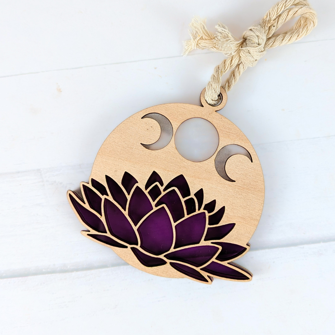 Triple Moon With Lotus Flower Ornament
