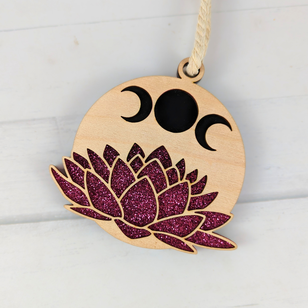 Triple Moon With Lotus Blossom Ornament