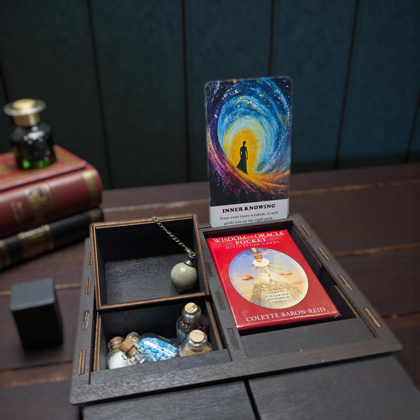 Discreet Divination Box with Hidden Pendulum Board