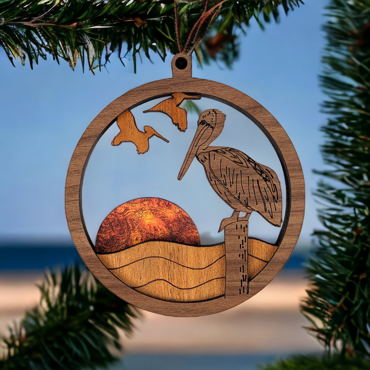 Coastal Sea Life Ornaments - Pelican