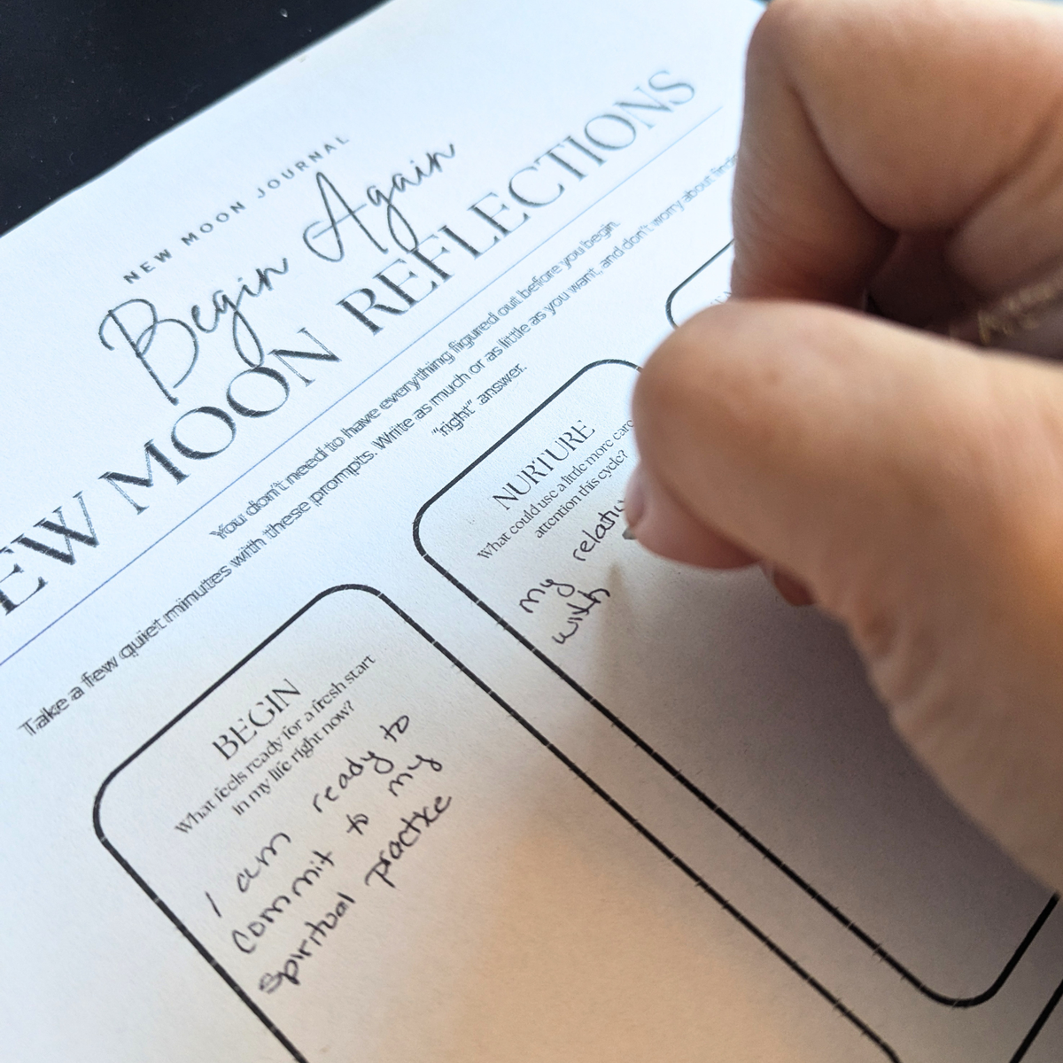 Begin Again: Printable New Moon Guide & Journal for Reflection, Intention Setting & Lunar Practice