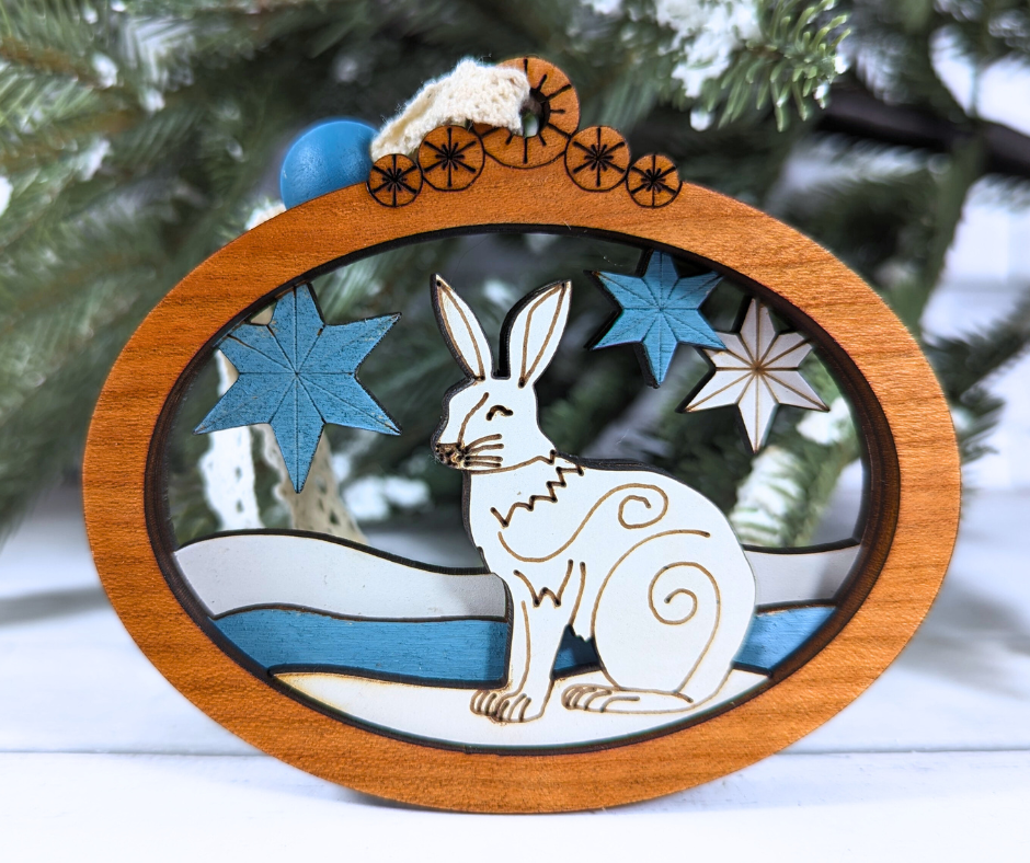 Arctic Animals Collection - Snowy Hare Christmas Ornament