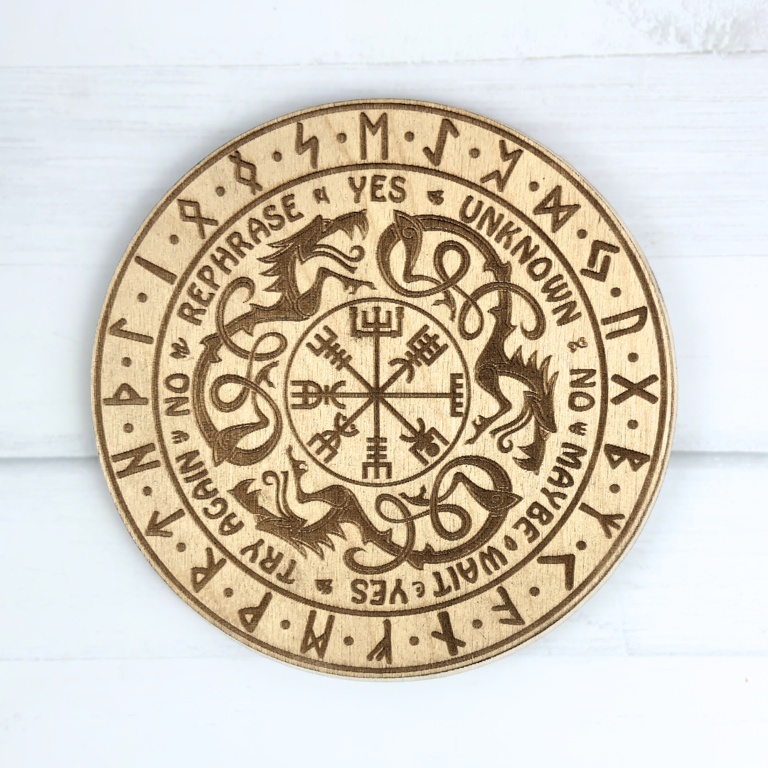 Pendulum and Rune Casting Board With Rune Symbols and Dragons ...