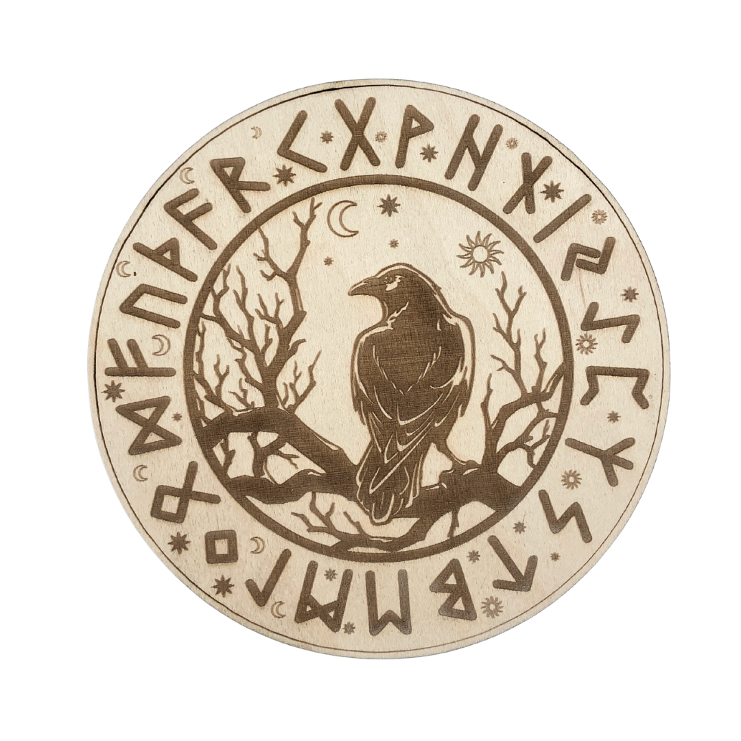 Rune Casting Board - Pendulum Board With Raven – Mystical Zodiac