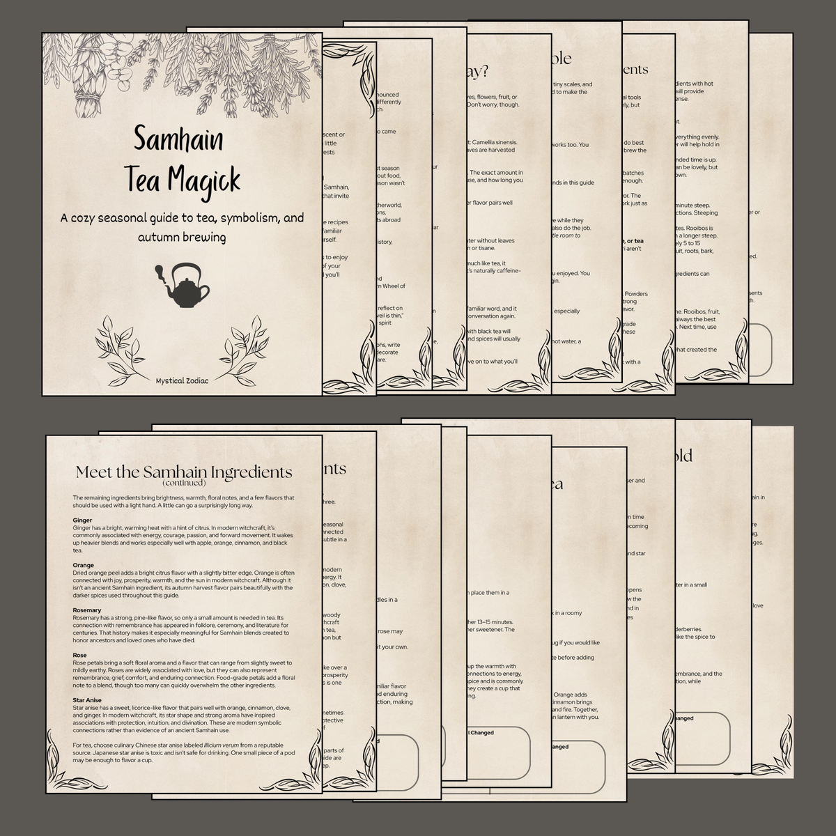Samhain Tea Magick Guide: Beginner-Friendly Tea Recipes | Printable & Fillable PDF