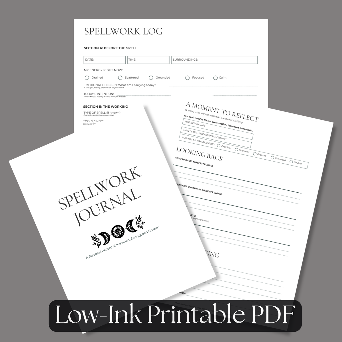 Beginner Spellwork Journal Printable | Witchcraft Grimoire PDF
