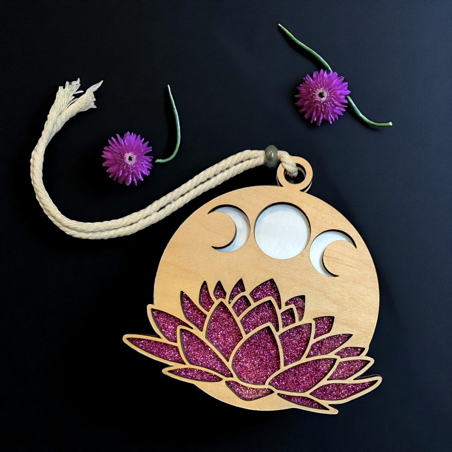 Lotus Suncatcher With Moon Phases
